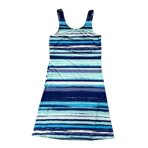 BB Collection Blue and White Sheath Midi Dress with Scoop Neck Swim M